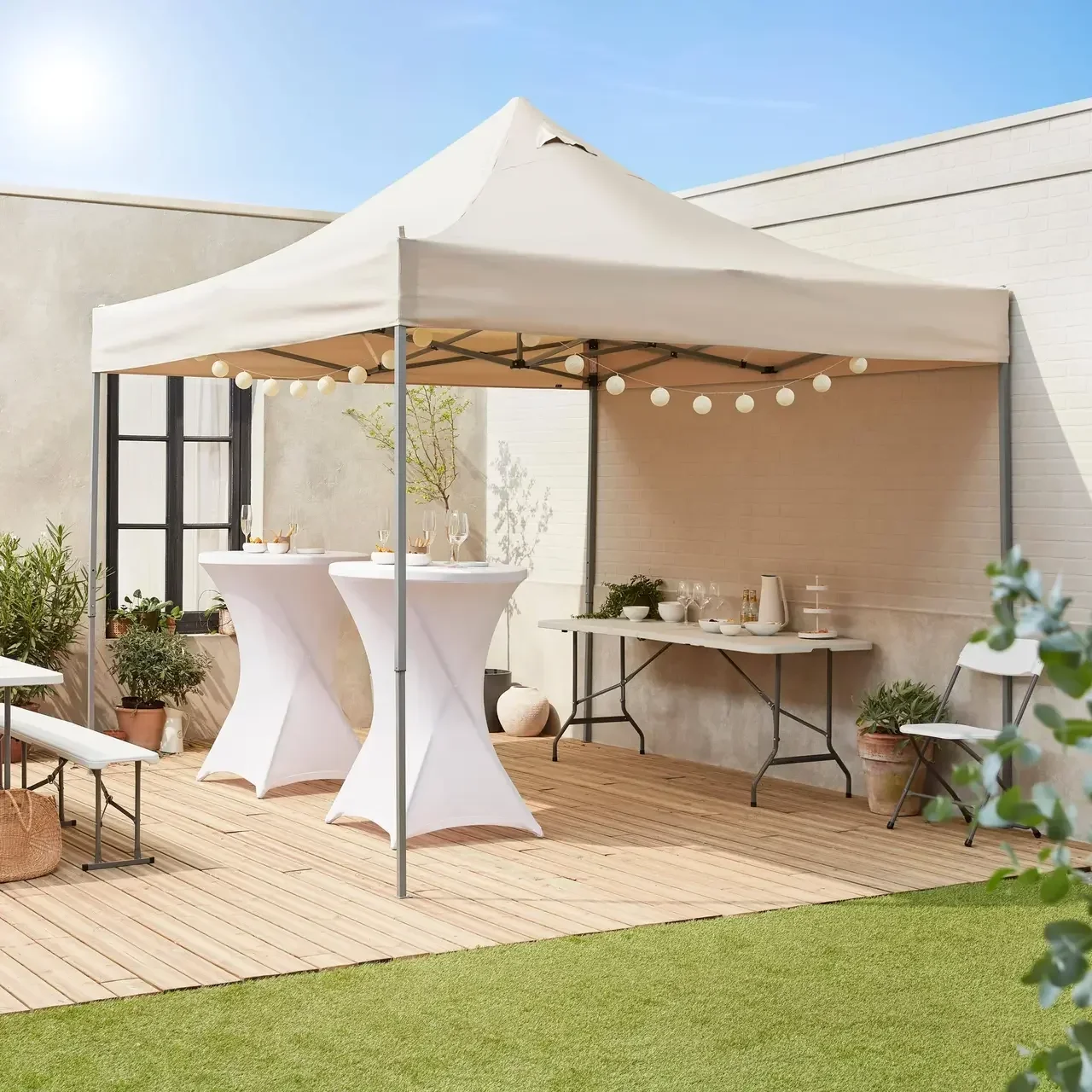 Tonnelle pliante 3x3m structure pop-up acier toile déperlante 208g/m²