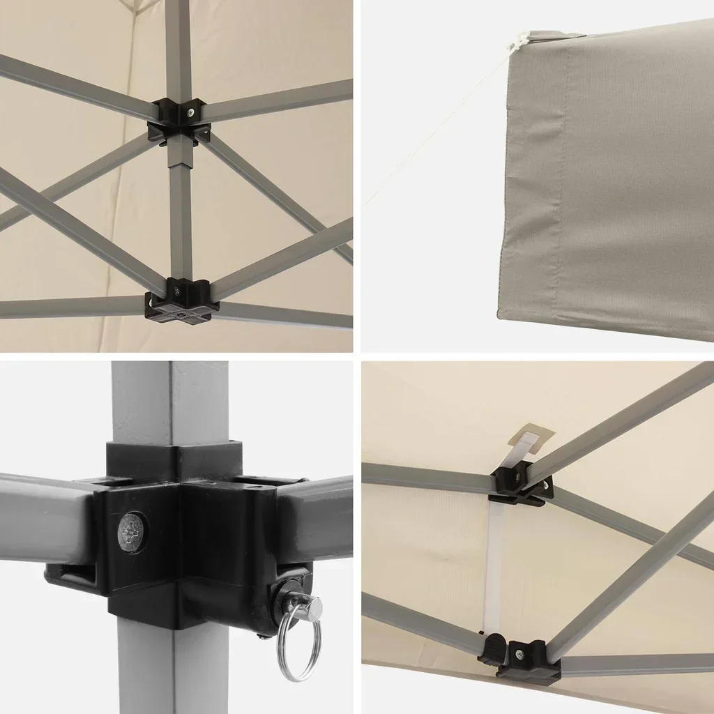 Tonnelle pliante 3x3m structure pop-up acier toile déperlante 208g/m²