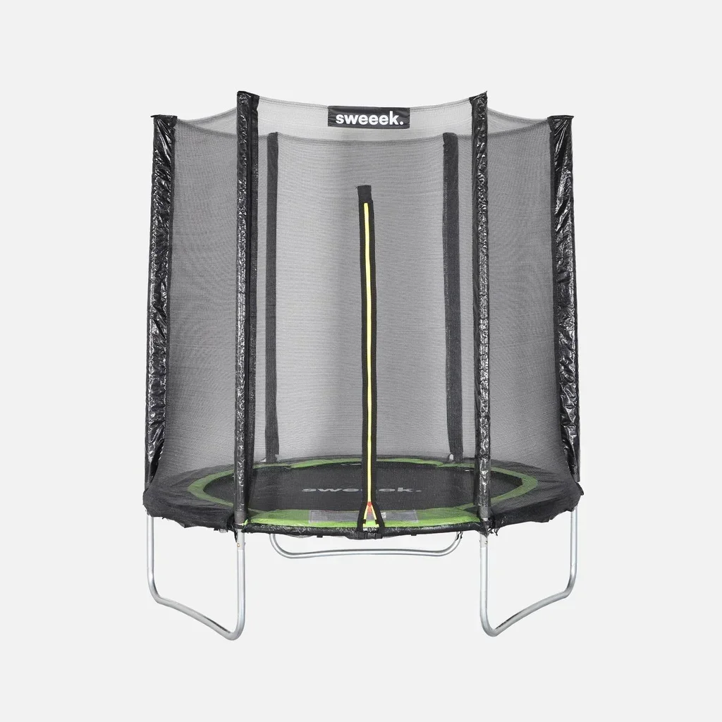 Trampoline Cassiopée Ø180 cm gris avec filet de sécurité intégré pour enfants