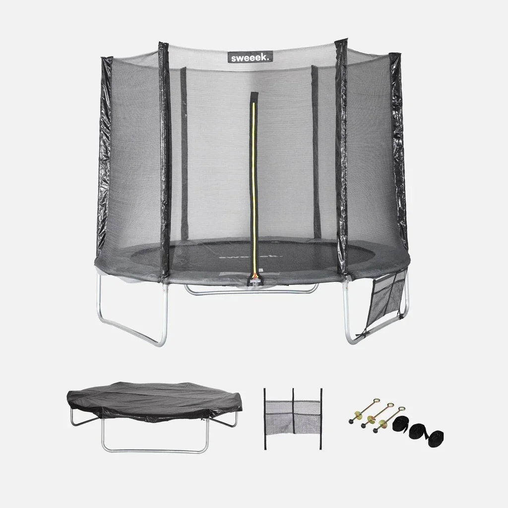 Trampoline jardin Ø250cm avec filet sécurité et kit accessoires complet