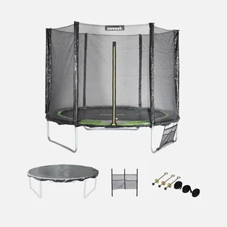 Trampoline jardin Ø250cm avec filet sécurité et accessoires complets