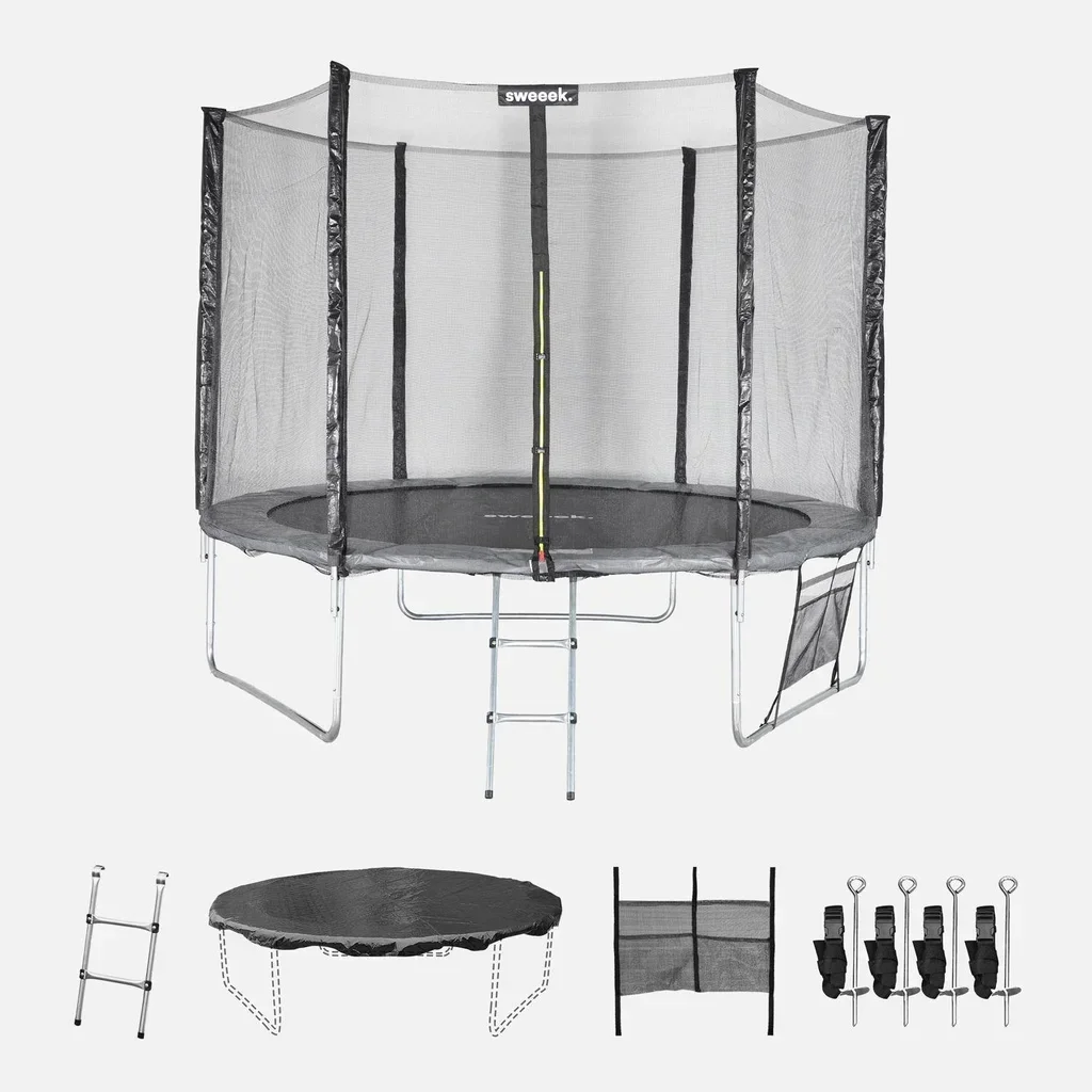 Trampoline Ø305 cm avec filet de sécurité 1,80 m et échelle acier