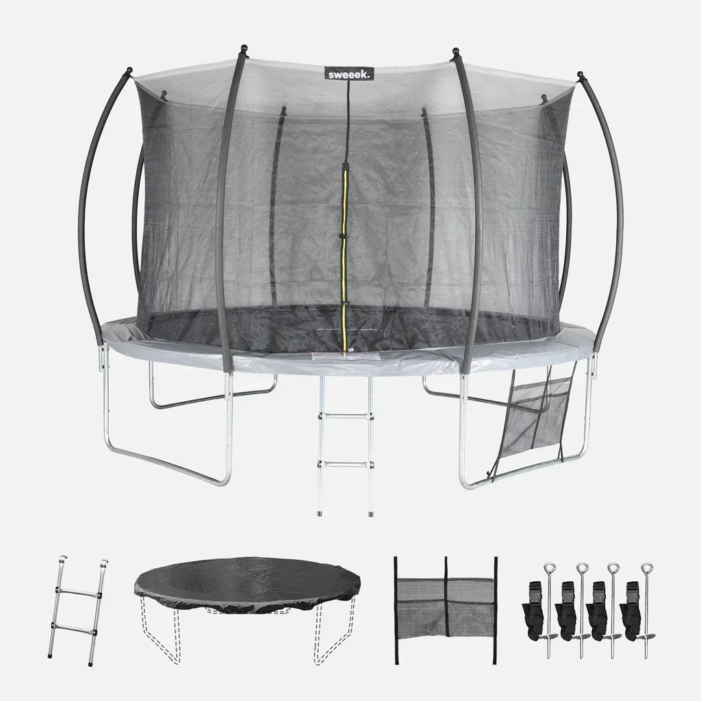 Trampoline Ø 370 cm filet sécurité intérieur accessoires jardin famille