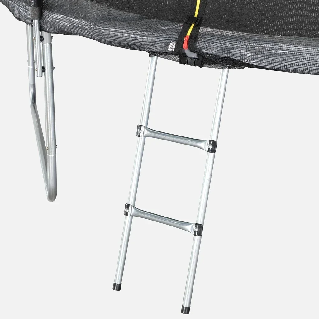 Trampoline Saturne XXL Ø370cm gris avec filet de sécurité 1,80m et échelle