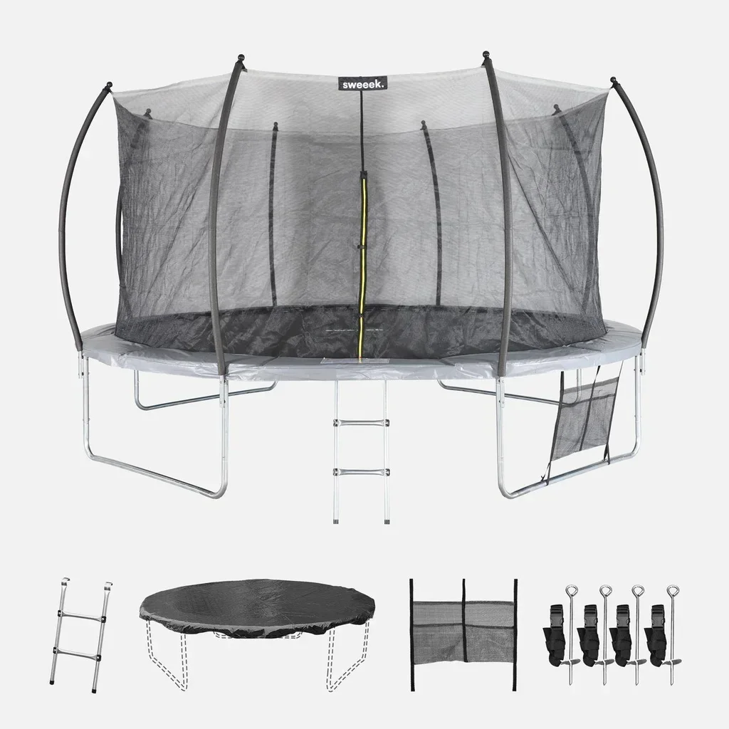 Trampoline 430 cm avec filet de sécurité intérieur et pack accessoires complet