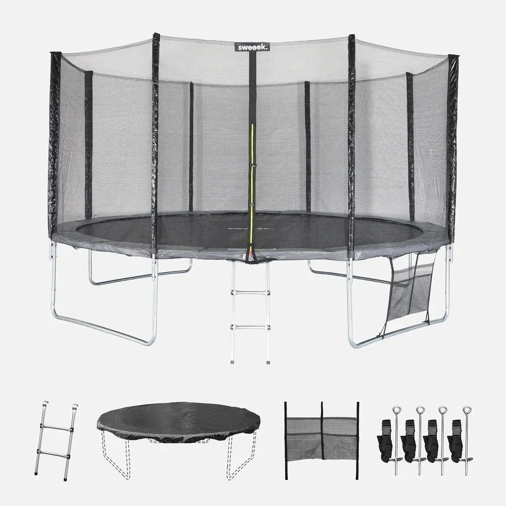 Trampoline Ø430 cm Vénus XXL avec filet, échelle et bâche de protection