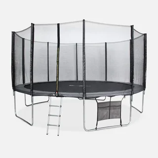 Trampoline Neptune XXL Ø460 cm avec filet de sécurité, échelle et kit complet d'accessoires pour jardin