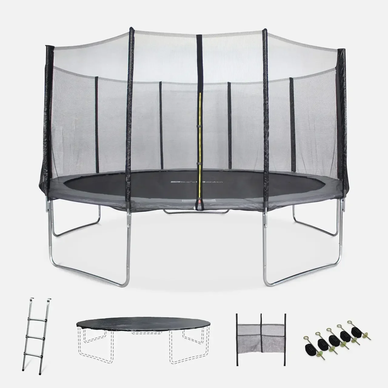 Trampoline Neptune XXL Ø460 cm avec filet de sécurité, échelle et kit complet d'accessoires pour jardin
