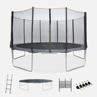 Trampoline Neptune XXL Ø460 cm avec filet de sécurité, échelle et kit complet d'accessoires pour jardin