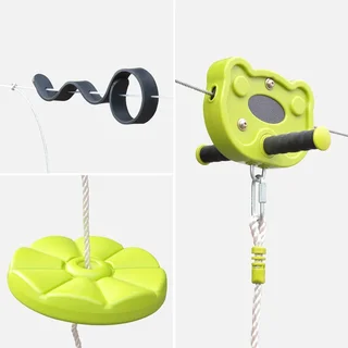 Tyrolienne enfant balançoire disque 30m jardin sécurisée