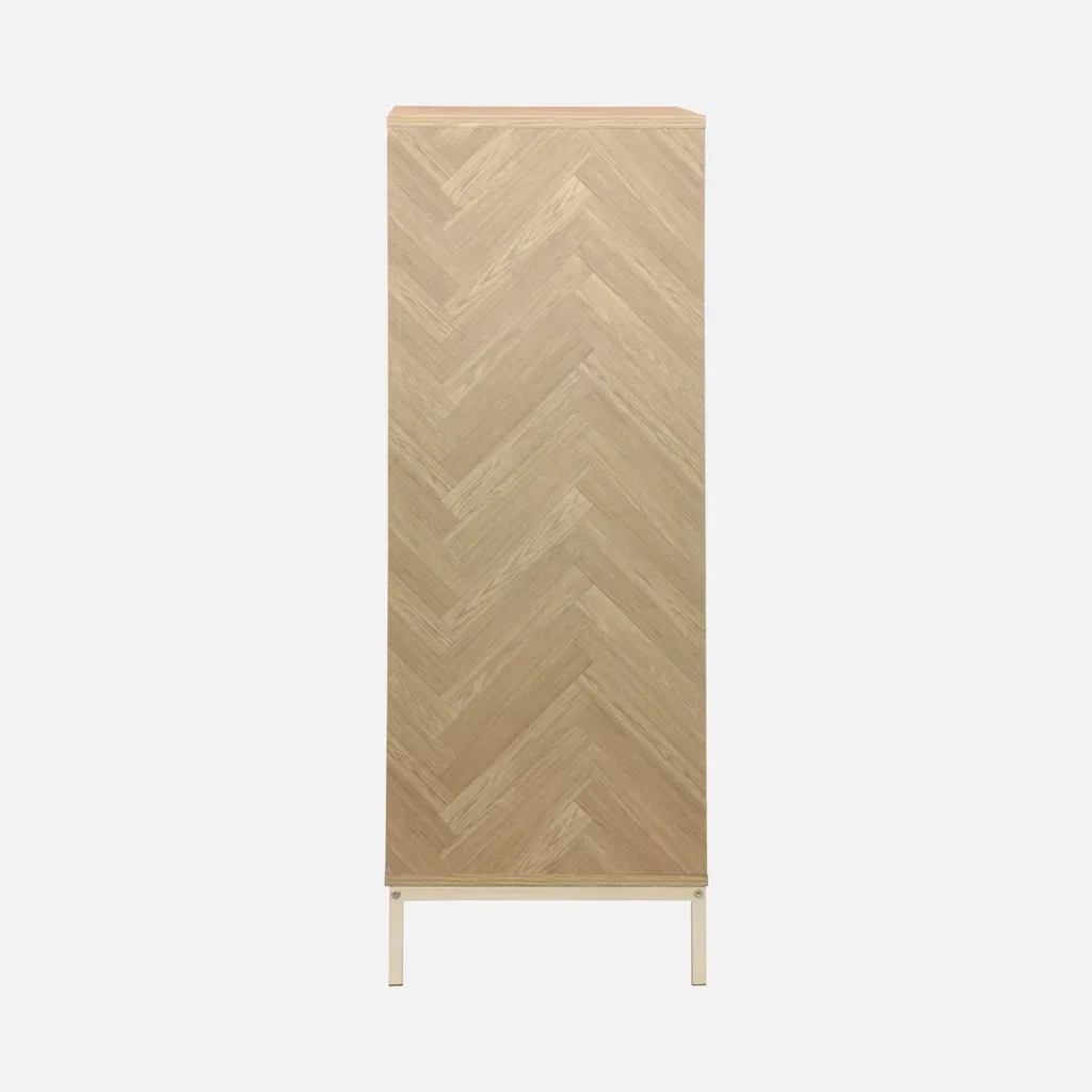 Vaisselier 2 portes bois chevrons métal champagne 80 cm Budapest