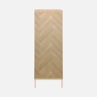 Vaisselier 2 portes bois chevrons métal champagne 80 cm Budapest