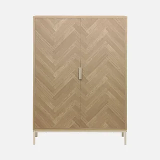 Vaisselier 2 portes bois chevrons métal champagne 80 cm Budapest