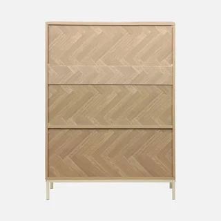Vaisselier 2 portes bois chevrons métal champagne 80 cm Budapest