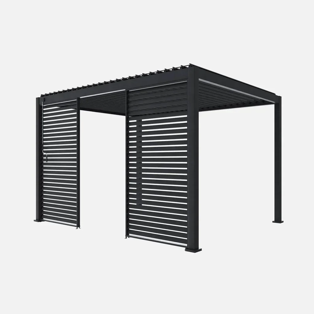 Adjustable louvered aluminum pergola Triomphe 4x3m 130cm privacy screen slats bioclimatic outdoor shade structure